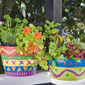 Funky painted pots