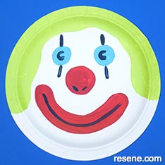 Make a cool clown face from a paper plate