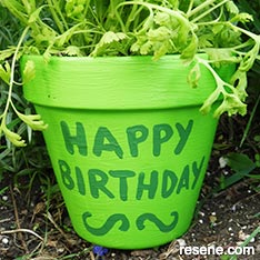 Paint a happy birthday plant pot