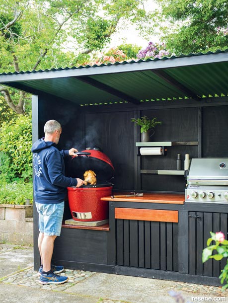 An outdoor barbecue station