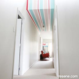Stripes on the hallway ceiling