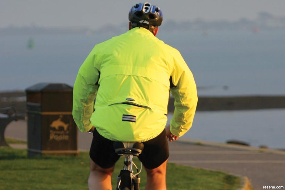 A bright cyclist jacket