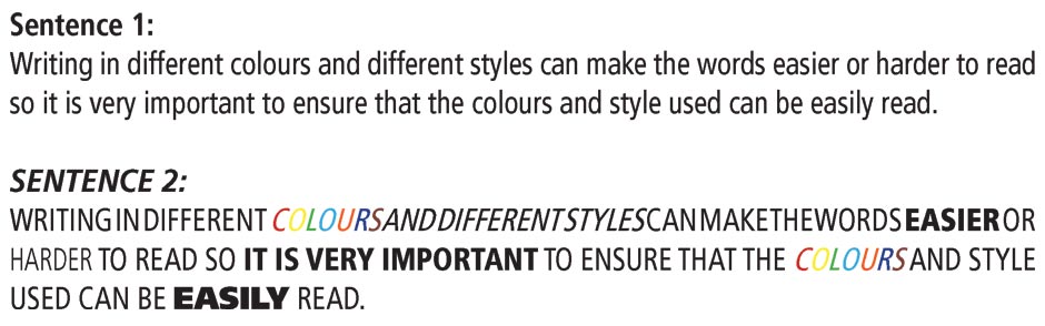Easy and hard to read styles