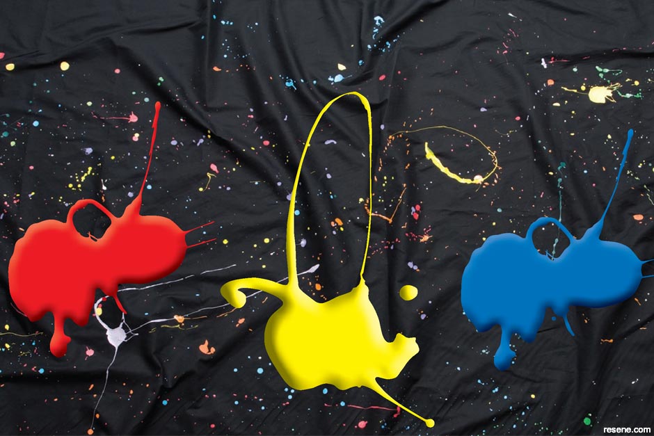 Primary colours paint splatter