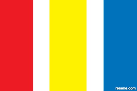 Three primary colours - red, yellow, and blue