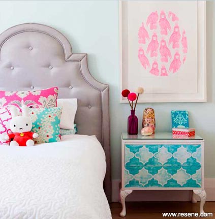 Pink and blues in the bedroom