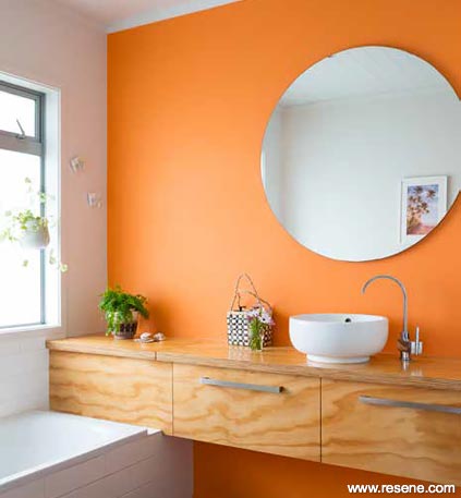 An orange feature wall