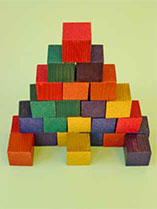 Create colourful wooden building blocks