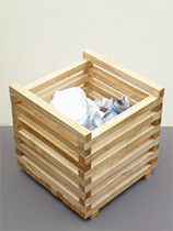Make a wooden waste paper bin from pieces of pine