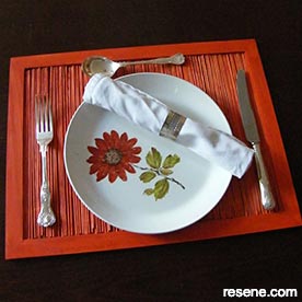 Painted bamboo breakfast place setting