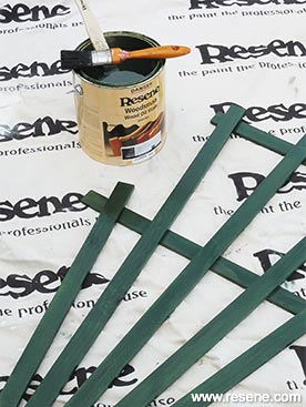 Step 5 how to stain a fan garden trellis