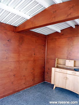 Stain plywood walls