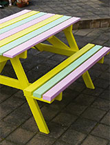 Repaint your picnic table in a three colour combination