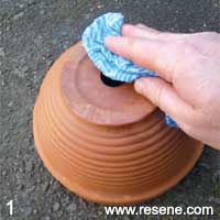 Step 1 how to transform a terracotta pot into a colourful planter