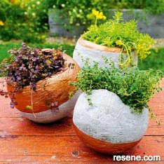 Make a concrete spherical planter