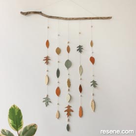 Make a leaf inspired wall hanging in autumn colours from clay
