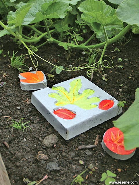 Make leaf stepping stones for your garden paths