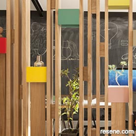 The inside out offices of matter are coloured in a wide palette of Resene colours
