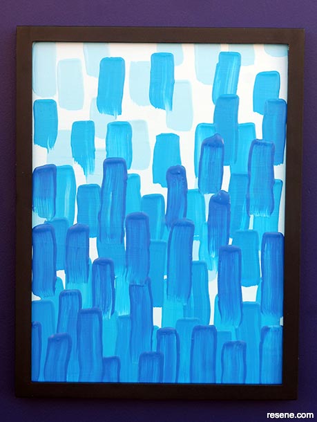 Paint a trendy abstract blue painting