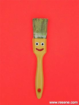 Turn an old paintbrush
into a funky puppet toy