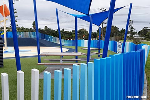 Bold blues feature in this Auckland splash park