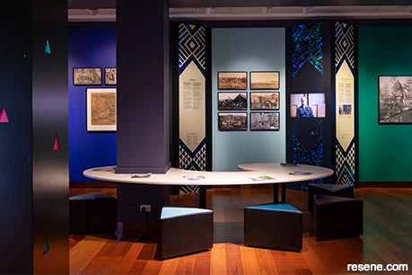 Bold blue hues were used in this museum exhibit