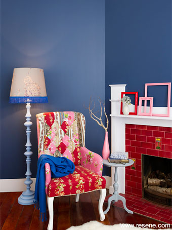 deep rich blues and poops of colour are an up to date colour trend