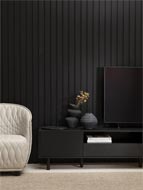 A lounge painted in Resene Blackest Black