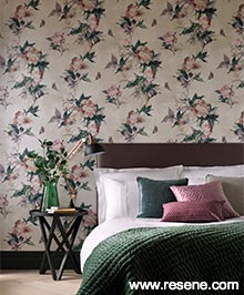 Resene Camellia Wallpaper Collection - Room using 1703-108-01