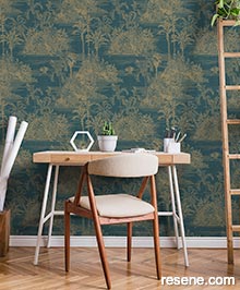 Resene Eden Wallpaper Collection - Room using M37391D