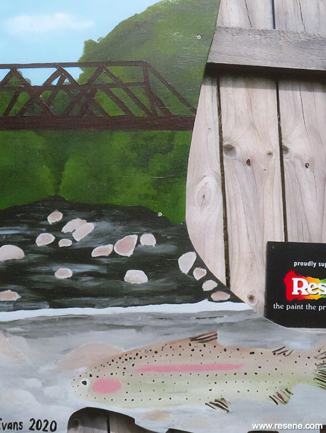 Robbie Evans – gumboot river mural