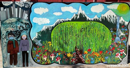 Greytown School mural - Hopes and dreams in a Covid world