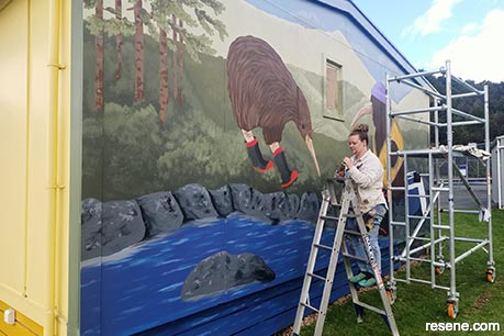 Painting the mural