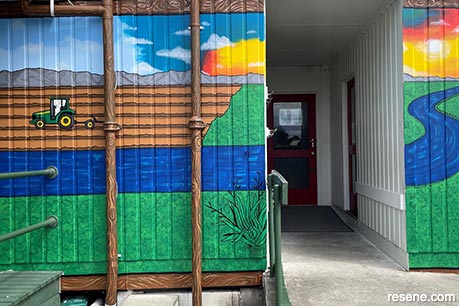 Pākōwhai School mural - school values themed