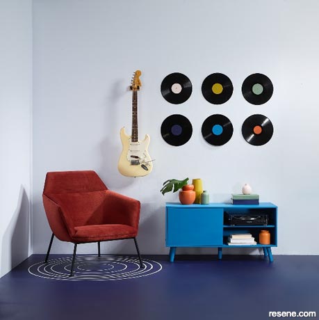A blue music room