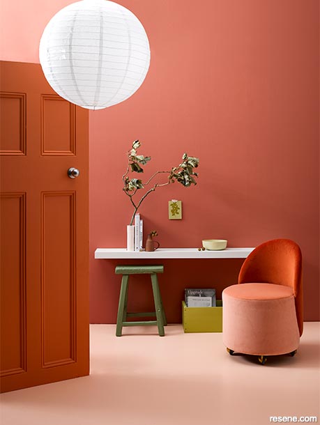 A rose-tinged terracotta entryway