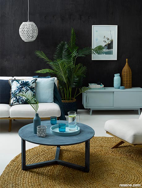 A dramatic beachy look features in this lounge