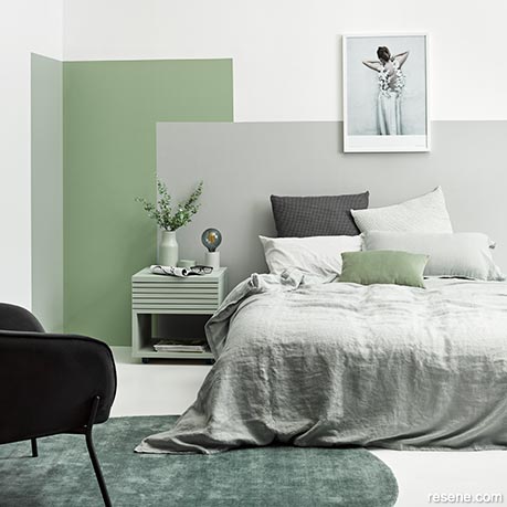A cocooning bedroom with layers of colour