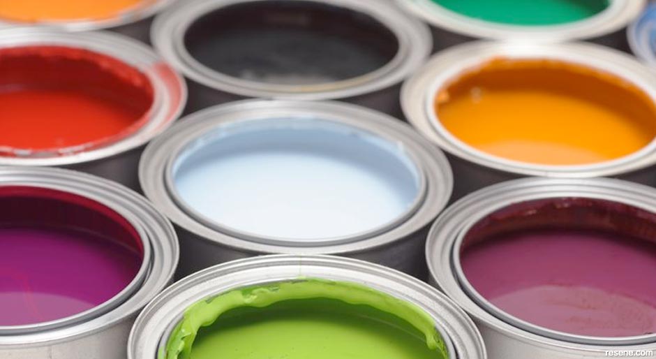 Paint tins with trendy Resene colours