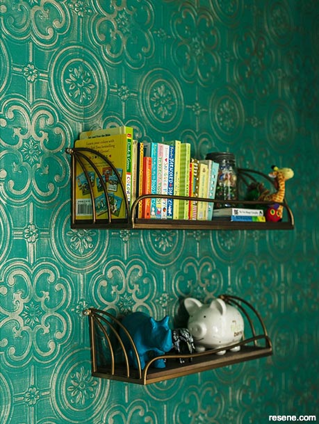 Anaglypta wallpaper painted with metallic paint