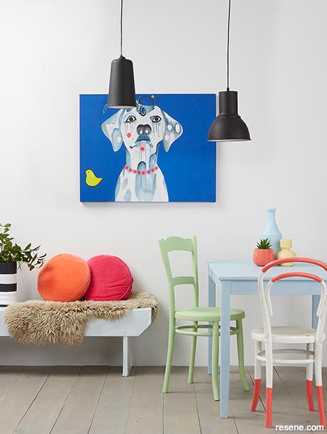 Mixing up pastels and bold brights for your dining room furniture