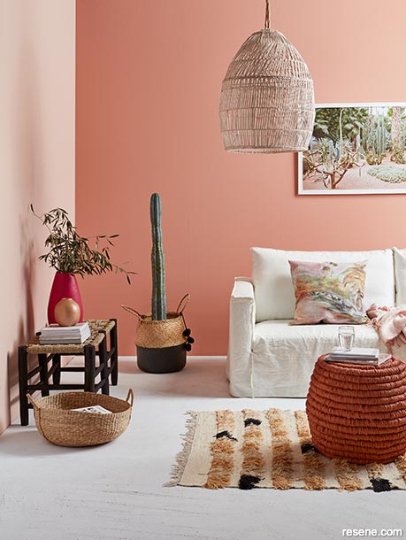 A terracotta living room