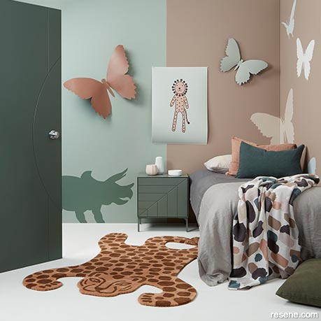 A fun kids bedroom painted with muted shades