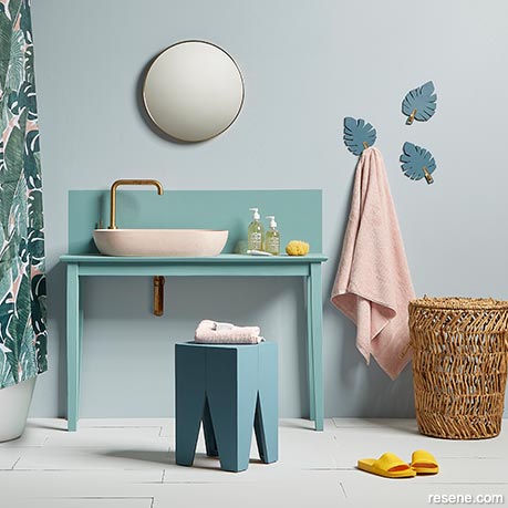 A small and soothing bathroom