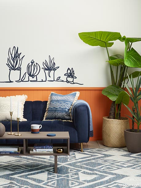 A succulents wall mural painted in this lounge