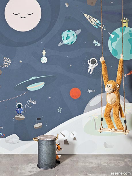 Fun spaced themed wallpaper for kids