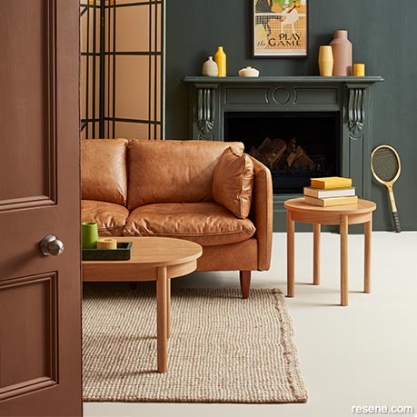 A decadent green and brown lounge