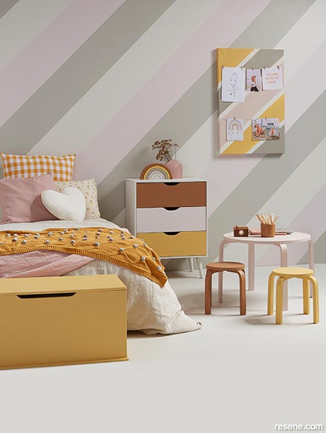 A kid's bedroom with unexpected colour combos