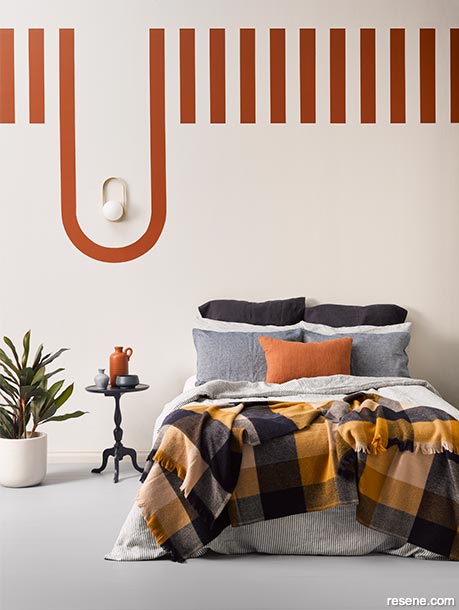 A cumin striped bedroom wall
