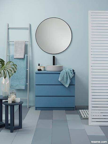 A soothing blue bathroom